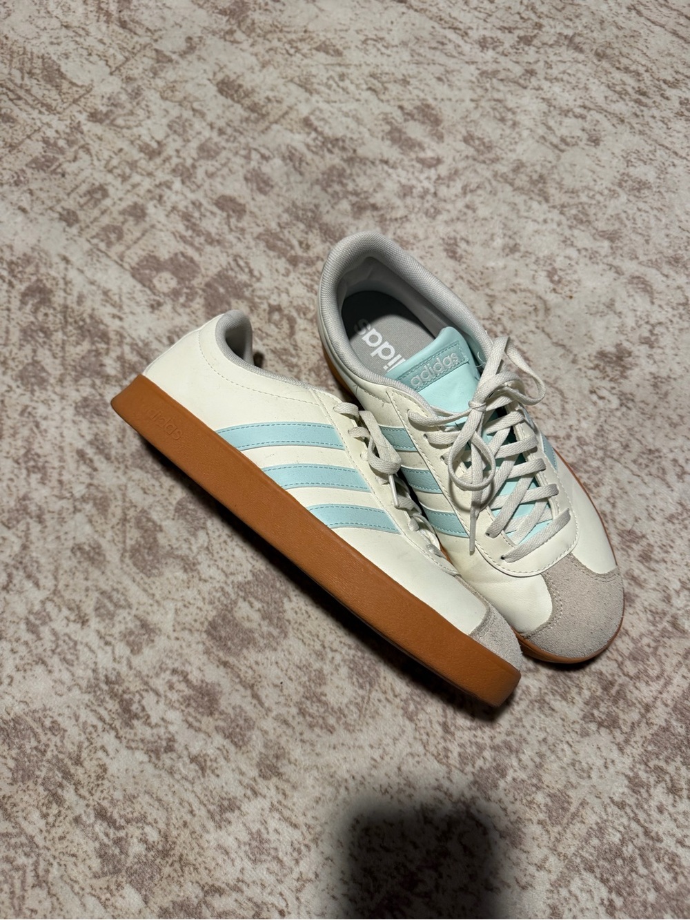 adidas Off-White & Light Blue Gum-Soled Women's Sneakers